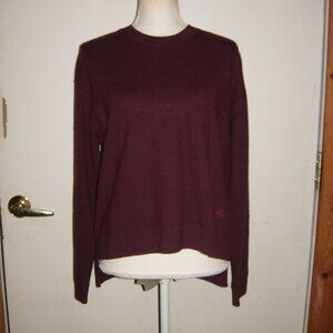 Tory Burch Sport Droptail Merino Wool Side Stripe Sweater Burgundy Red XS